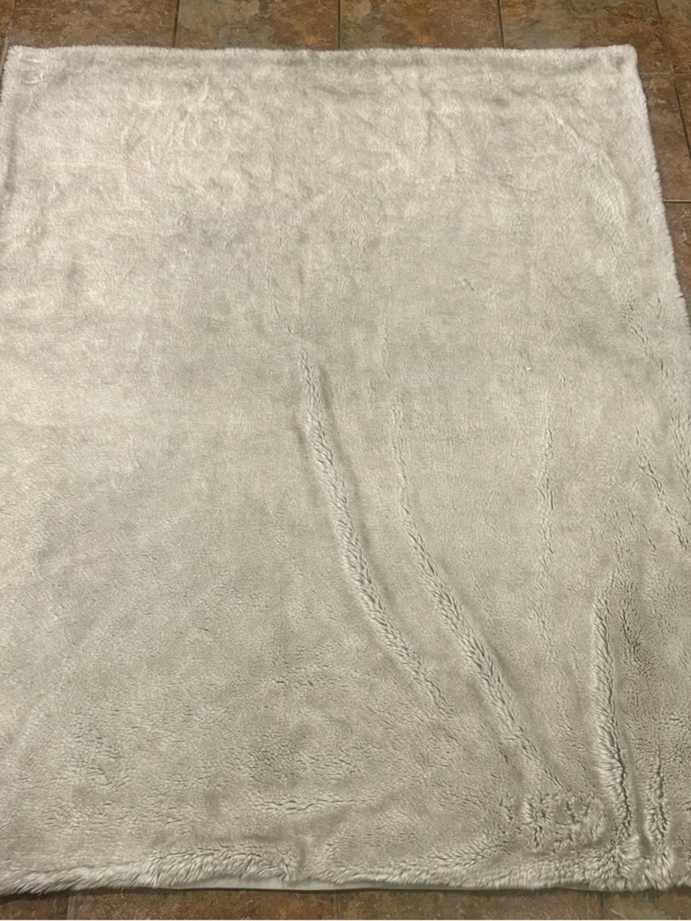 Restoration Hardware Faux Fur Throw Blanket - Light Gray Cosy Fall Heavy